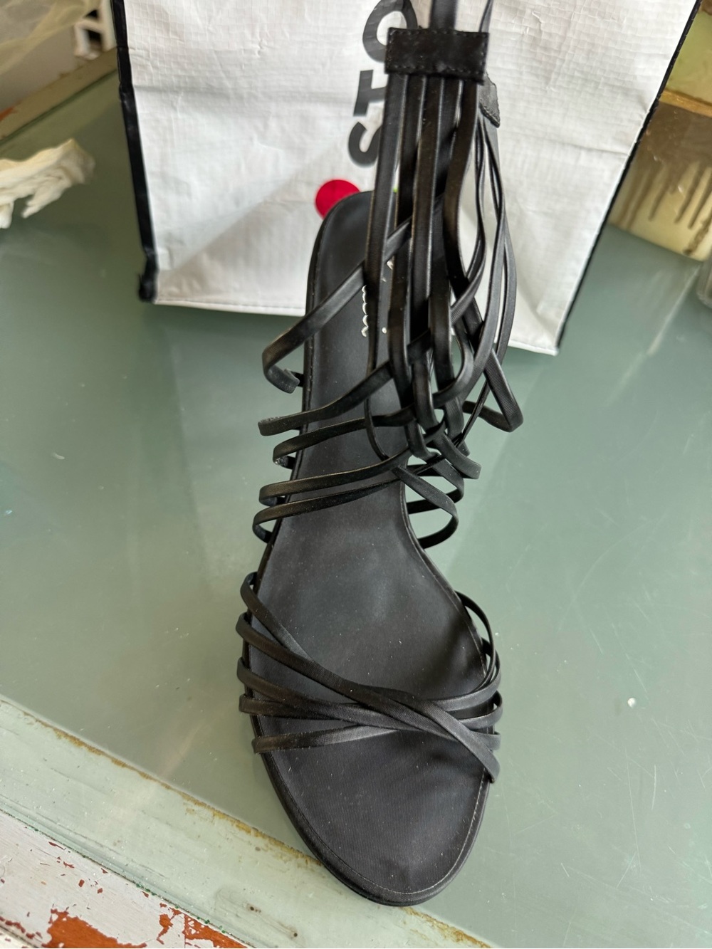 Black Multi-Strap Gladiator Heel Sandal